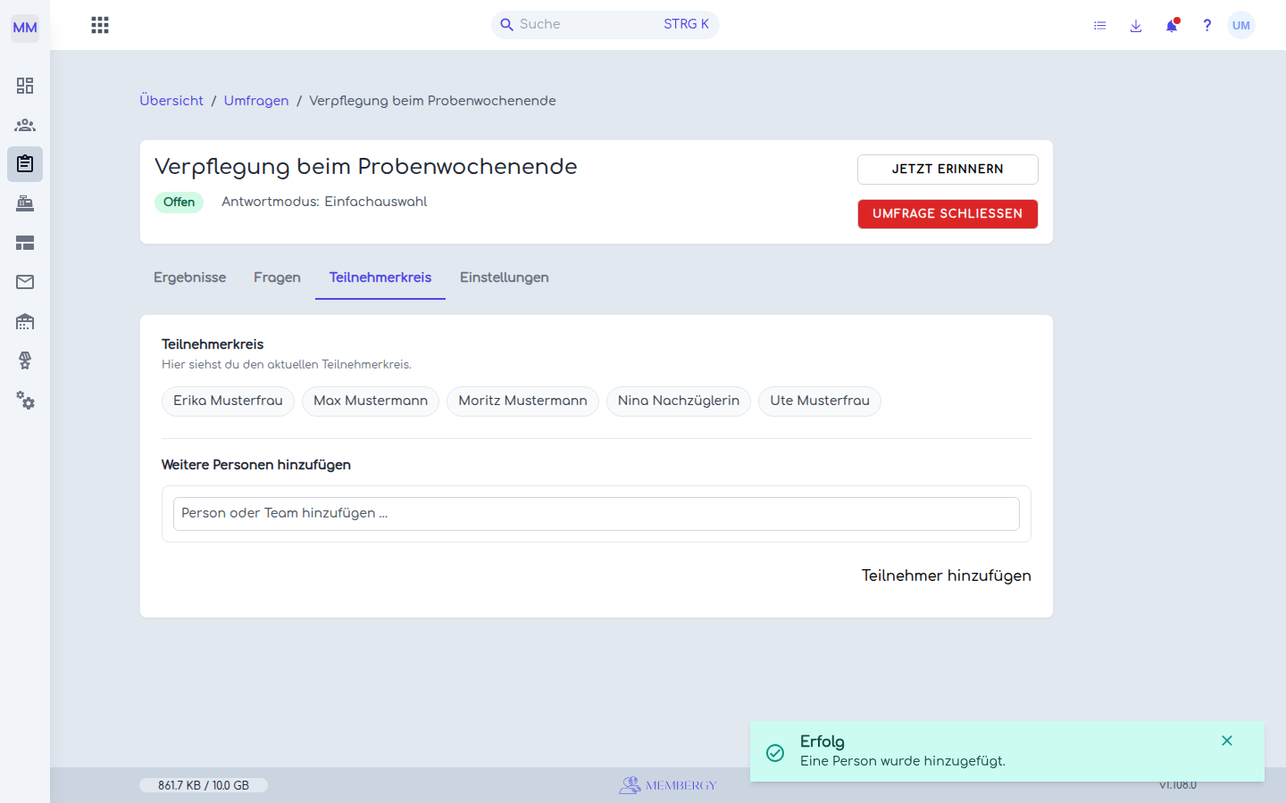 Die nachträglich hinzugefügte Person